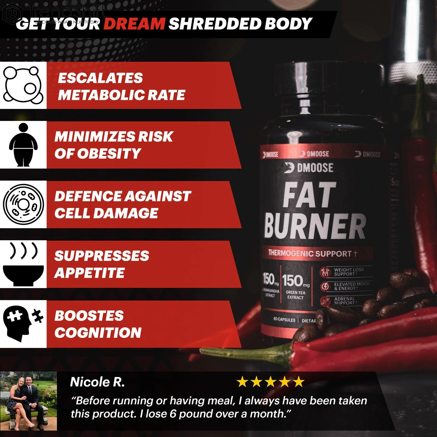 Fat Burner Supplement, Expedites Metabolism, Reduces Cravings and Lowers