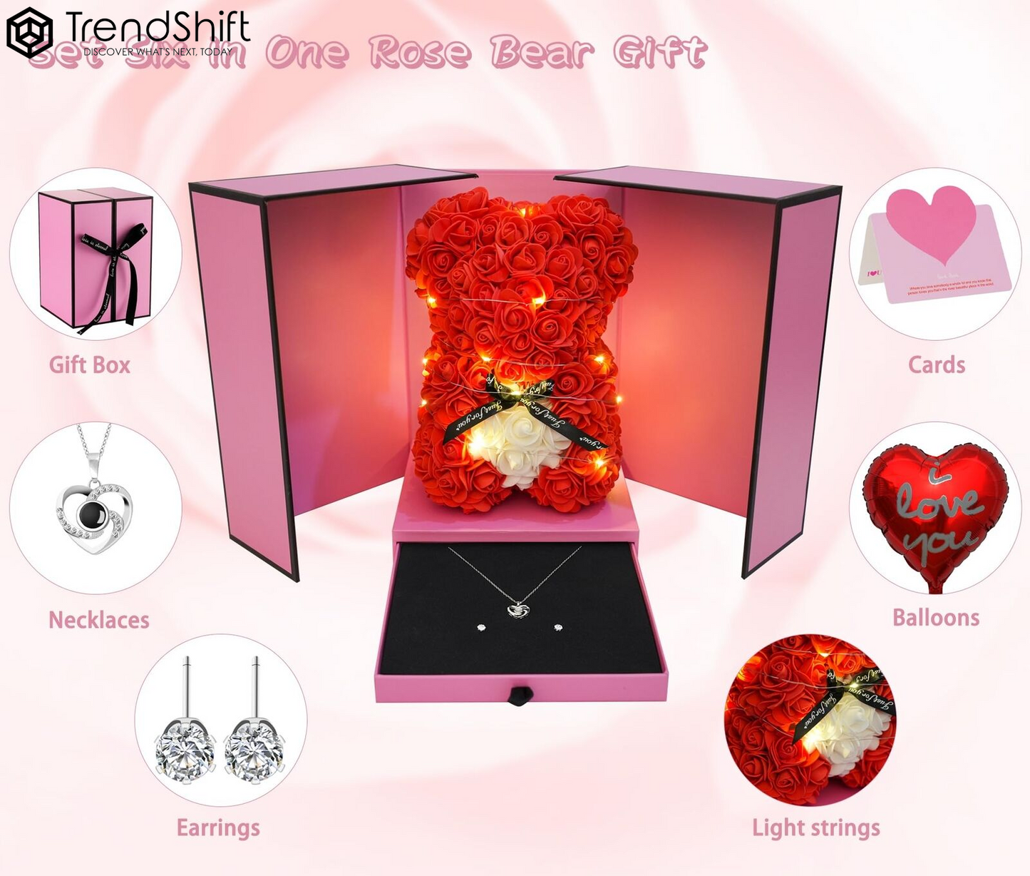 HYRIXDIRECT Rose Bear Valentine'S Day Gifts for Her Rose Teddy Bear Gift Set Wit