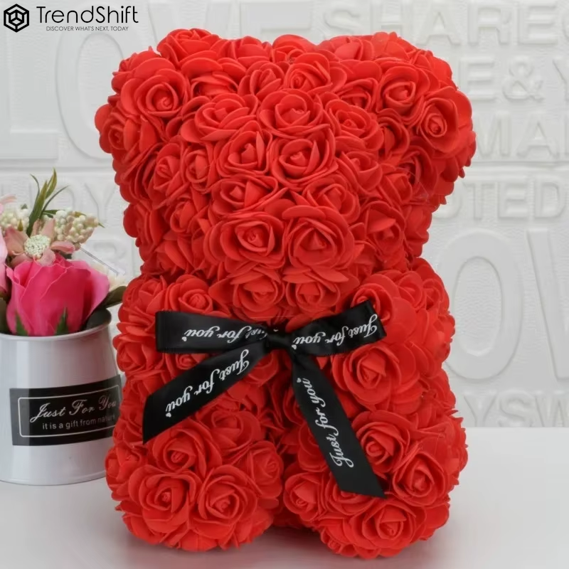 Artificial Rose Bear Red Pink PE Flower Rose Bear for Mom Mother'S Day Wedding Valentine'S Day Anniversary Gifts & Decorations