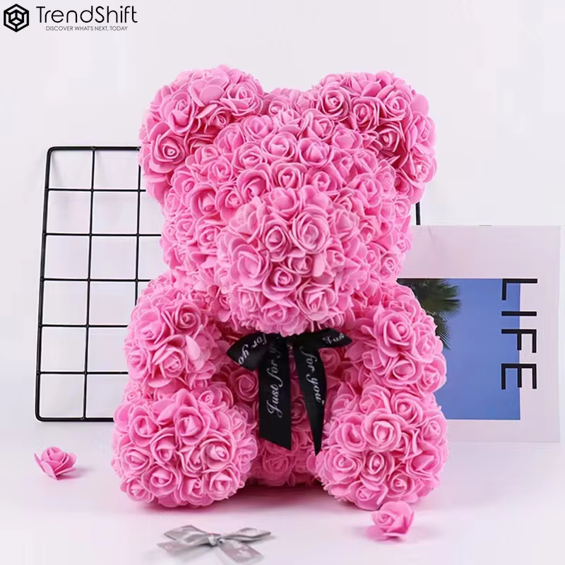 40/25Cm Rose Teddy Bear with Box Artificial PE Flower Bear Rose Valentine'S Day for Girlfriend Women Wife Mother'S Day Gifts