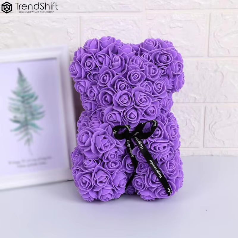 40/25Cm Rose Teddy Bear with Box Artificial PE Flower Bear Rose Valentine'S Day for Girlfriend Women Wife Mother'S Day Gifts