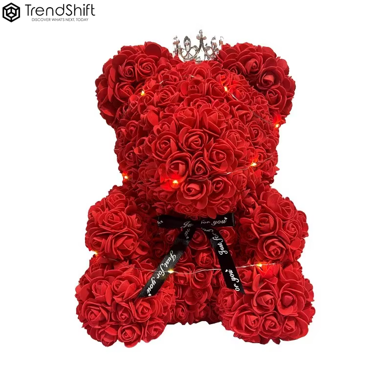 40/25Cm Rose Teddy Bear with Box Artificial PE Flower Bear Rose Valentine'S Day for Girlfriend Women Wife Mother'S Day Gifts