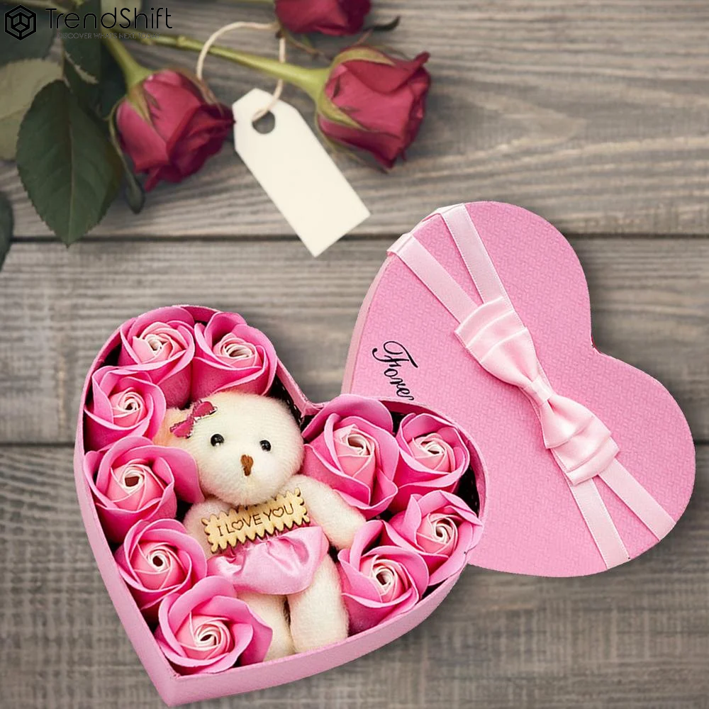 Mother'S Day Heart-Shaped Pink Rose Flower and Teddy Bear Gift Box: the Perfect Gift for Christmas, Valentine'S Day, Weddings, Anniversary, Birthday or Proposal