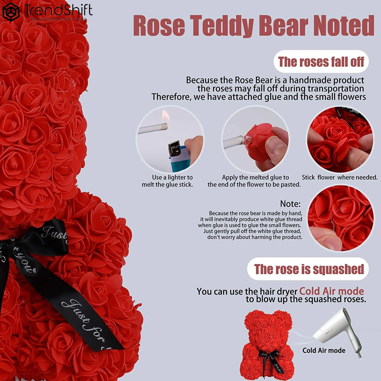 10-Inch Rose Flower Bear Gifts for Valentine'S Day,Mother'S Day,Christmas（Wine Red）