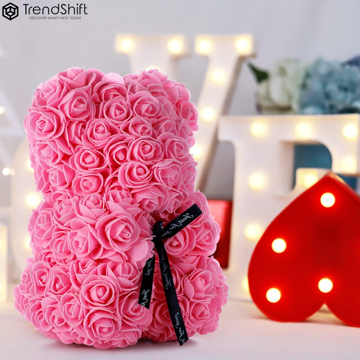 Christmas Women Gifts Rose Bear Birthday Gifts for Girlfriend Wife, Rose Teddy Bear Anniversary Party Presents,Flowers Bear Gifts for Mom, Womens Gifts for Xmas (Pink)