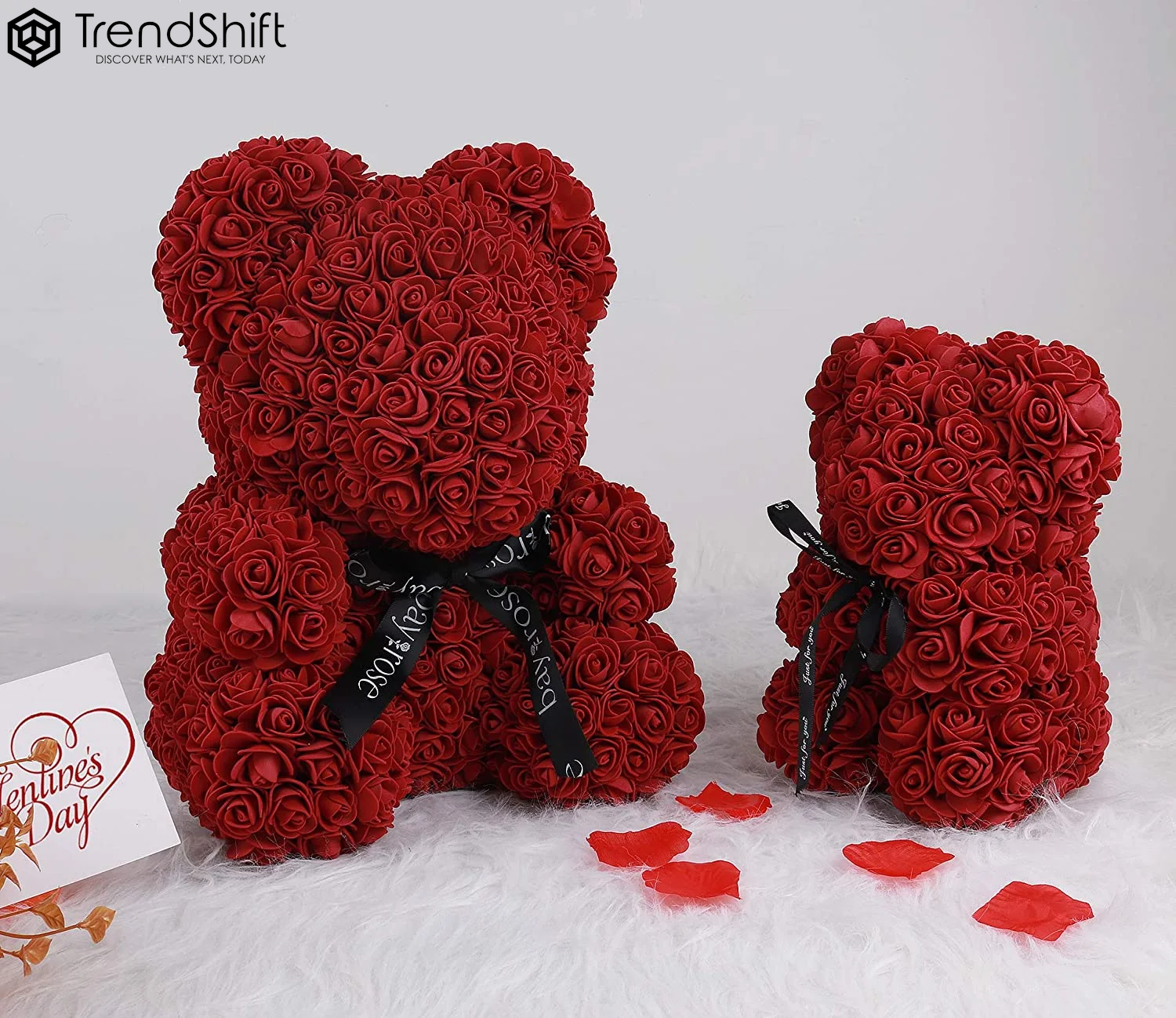 10-Inch Rose Flower Bear Gifts for Valentine'S Day,Mother'S Day,Christmas（Wine Red）